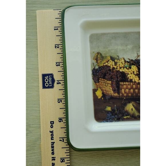 PLATE-BRUNELLI-Bread-Cheese-Square-Made in Italy-Grapes in Basket - Picture 8 of 8